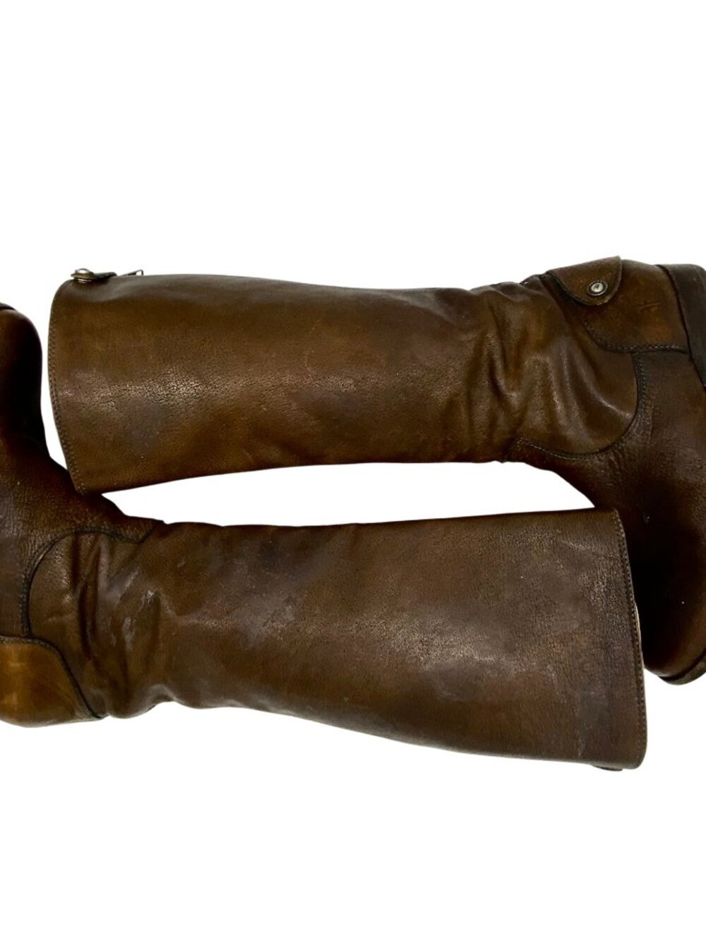 FRYE Melissa Back Zip Leather Boot Dark Brown Almond Toe Knee High US 10B - Picture 3 of 8